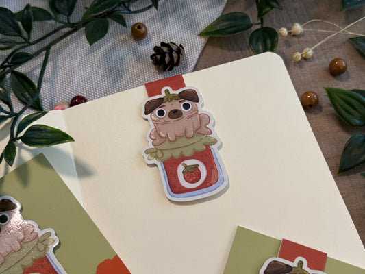 Erdbeermops- Magnetisches Lesezeichen