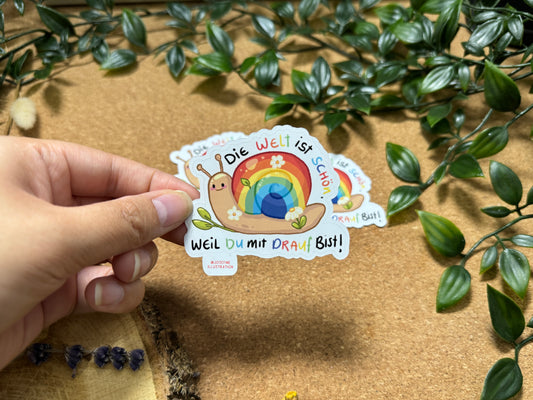 MotivationsSticker Regenbogen Schnecke Rudi