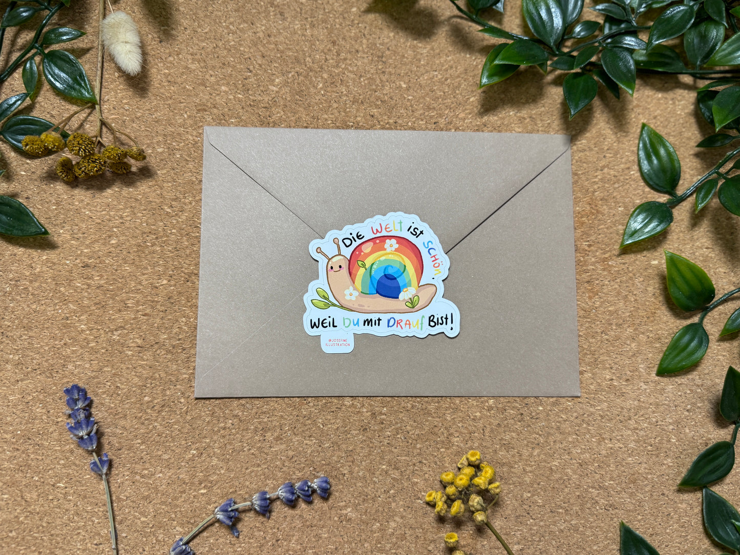 MotivationsSticker Regenbogen Schnecke Rudi