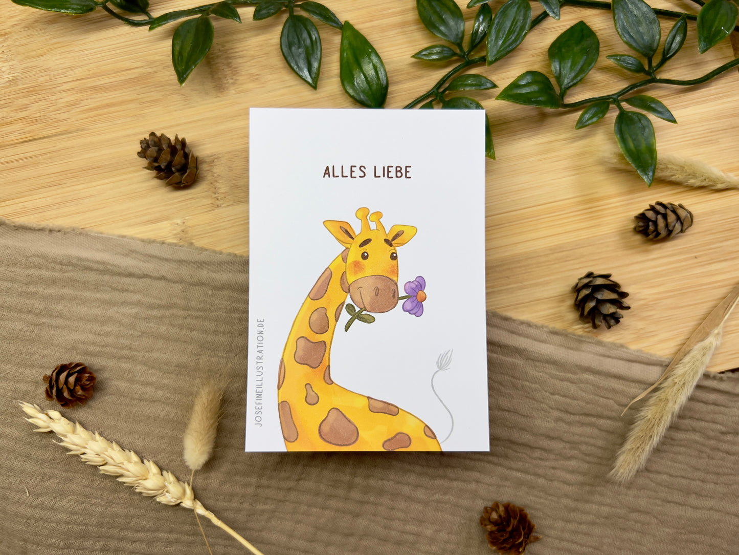 Alles Liebe!- Süßes Giraffe - Grußkarte