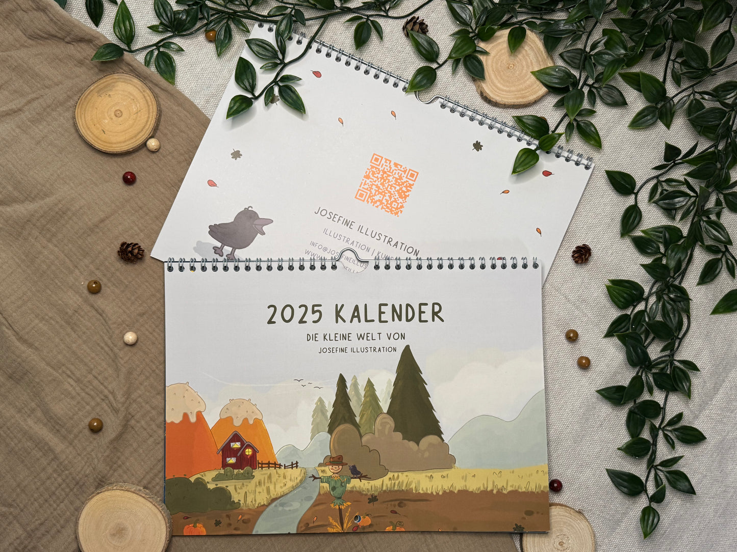 2025 Wandkalender A4 quer - Die kleine Welt von Josefine Illustration