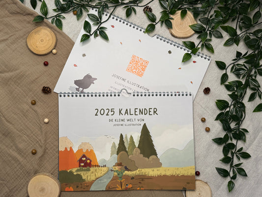 2025 Wandkalender A4 quer - Die kleine Welt von Josefine Illustration