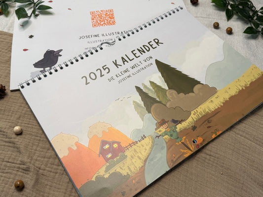2025 Wandkalender A4 quer - Die kleine Welt von Josefine Illustration