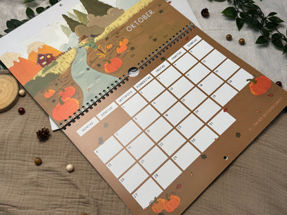 2025 Wandkalender A4 quer - Die kleine Welt von Josefine Illustration