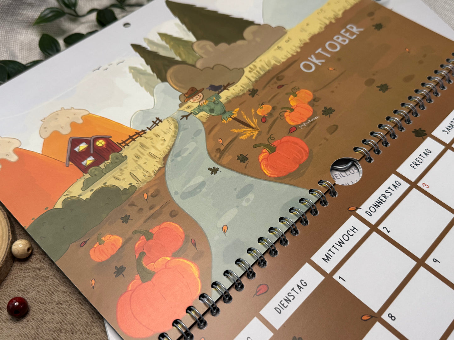 2025 Wandkalender A4 quer - Die kleine Welt von Josefine Illustration