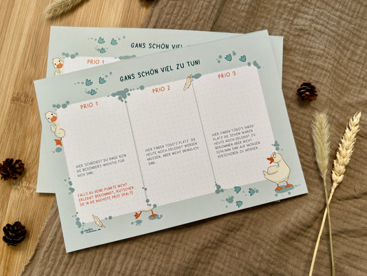 Gans schön viel zu tun  - Handgemachter Notizblock 30 Seiten