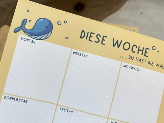 Diese Woche…Du hast die Wal - Handgemachter Notizblock 30 Seiten
