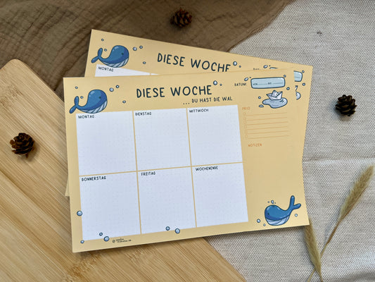 Diese Woche…Du hast die Wal - Handgemachter Notizblock 30 Seiten