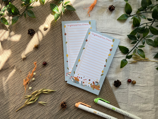 Organisiertes Chaos - Süße Einkaufsliste, ToDo Liste mit Spruch - Handgemachter Notizblock 25 Seiten