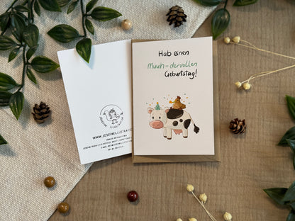 Hab einen Muuuh-dervollen Geburtstag - Süße Weihnachtliche Karte