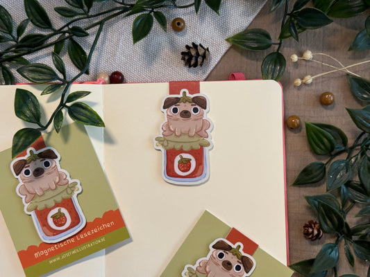 Erdbeermops- Magnetisches Lesezeichen