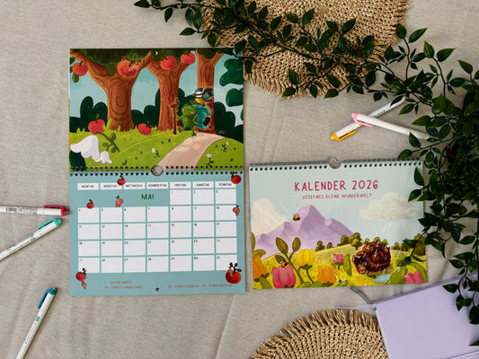 2026 Wandkalender A4 quer - Josefines kleine Wunderwelt