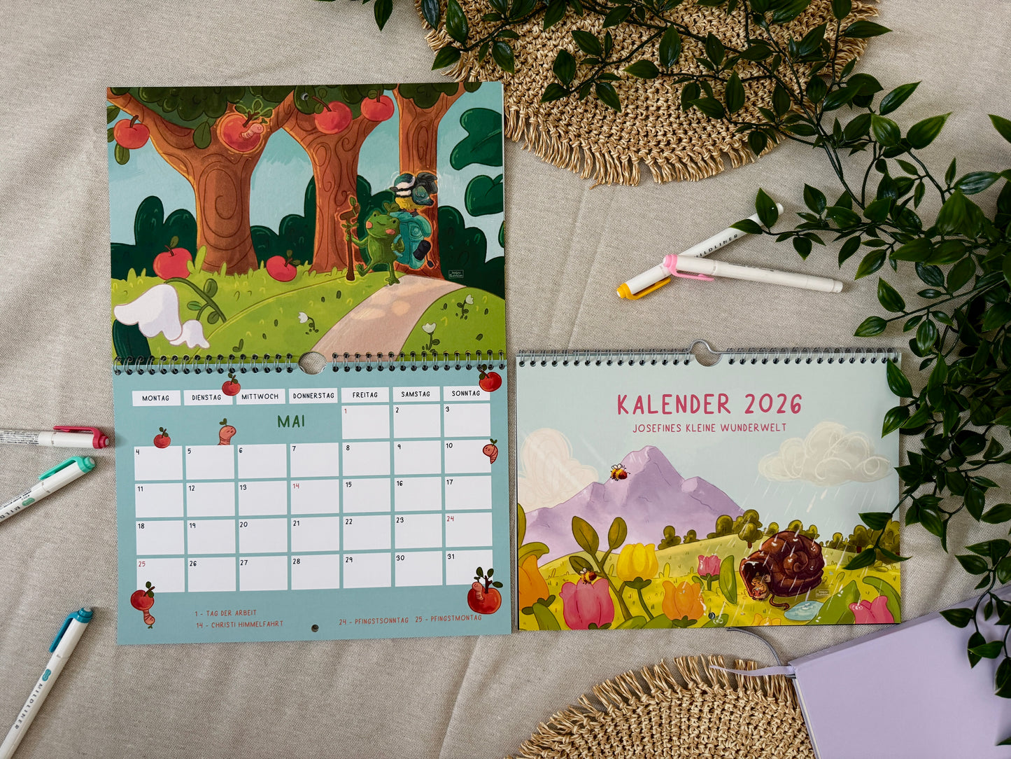 2026 Wandkalender A4 quer - Josefines kleine Wunderwelt