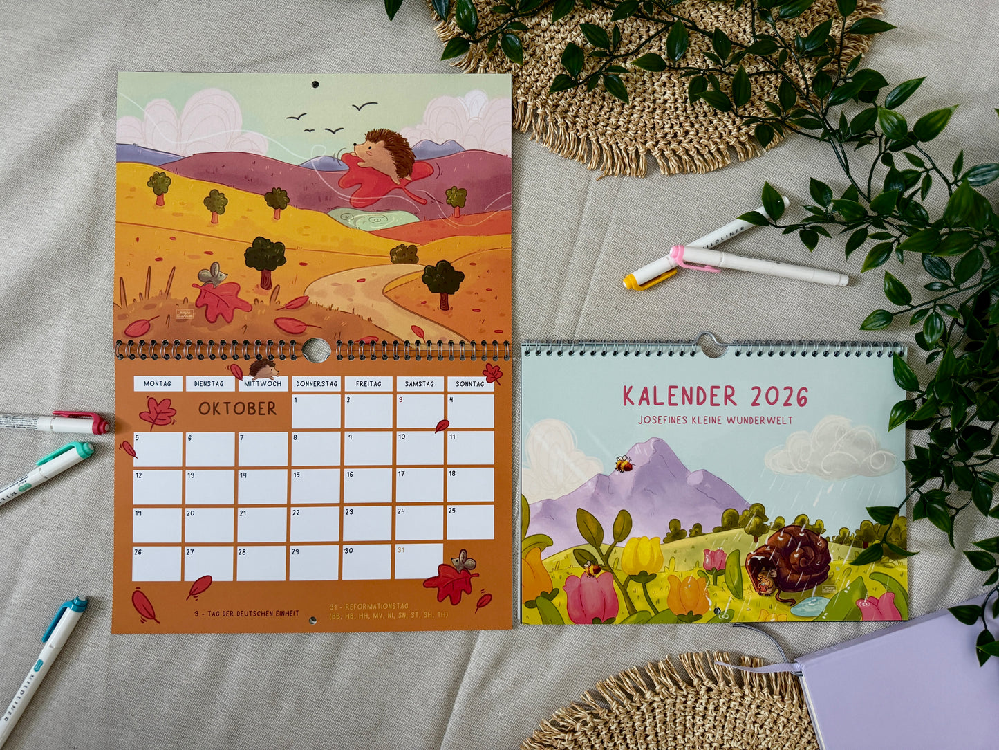 2026 Wandkalender A4 quer - Josefines kleine Wunderwelt