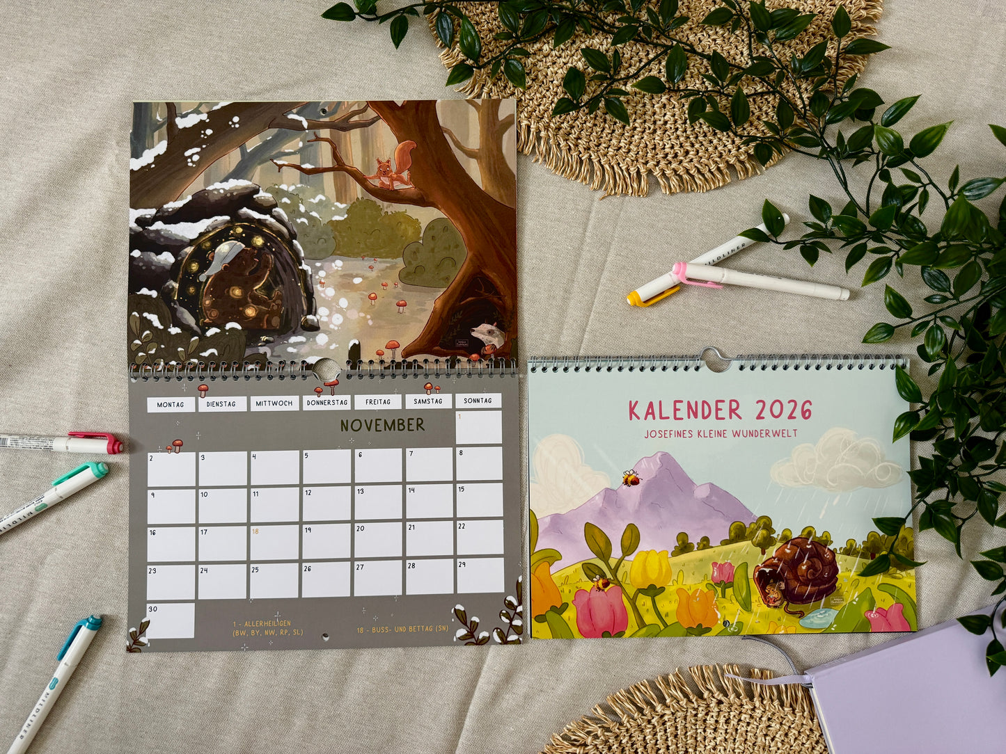 2026 Wandkalender A4 quer - Josefines kleine Wunderwelt