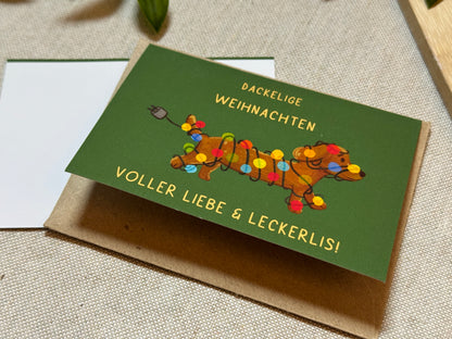 Dackelige Weihnachten voller Liebe und Leckerlis - Süße Weihnachtliche Karte