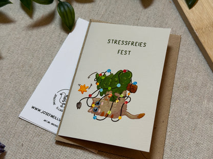 Stressfreies Fest (Katze) - Süße Weihnachtliche Karte