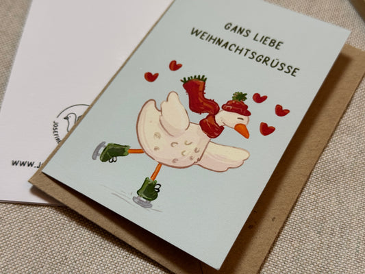 Heidi - Gans liebe Weihnachtsgrüße - Süße Weihnachtliche Karte
