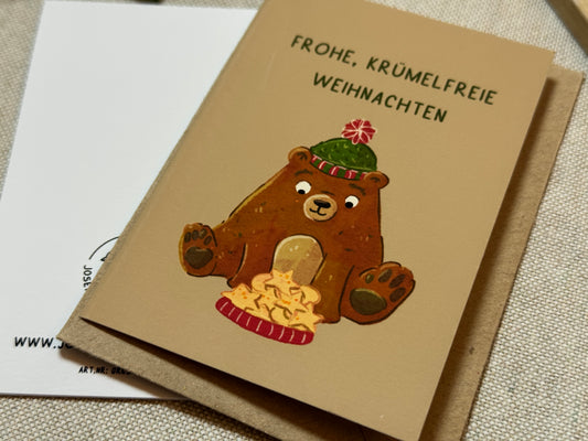 Knu wünscht krümelfreie Weihnachten - Süße Weihnachtliche Karte