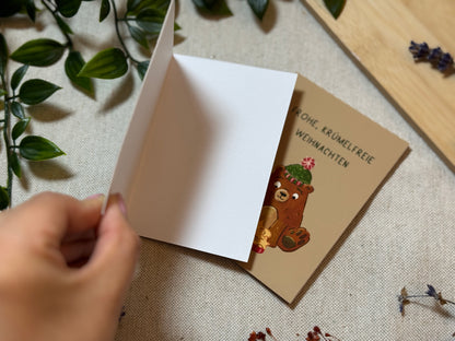 Knu wünscht krümelfreie Weihnachten - Süße Weihnachtliche Karte