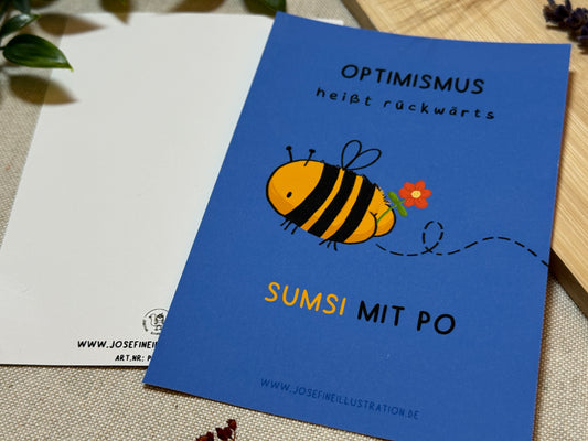 Optimismus heißt rückwärts  Sumsi mit Po - Lustige Karte