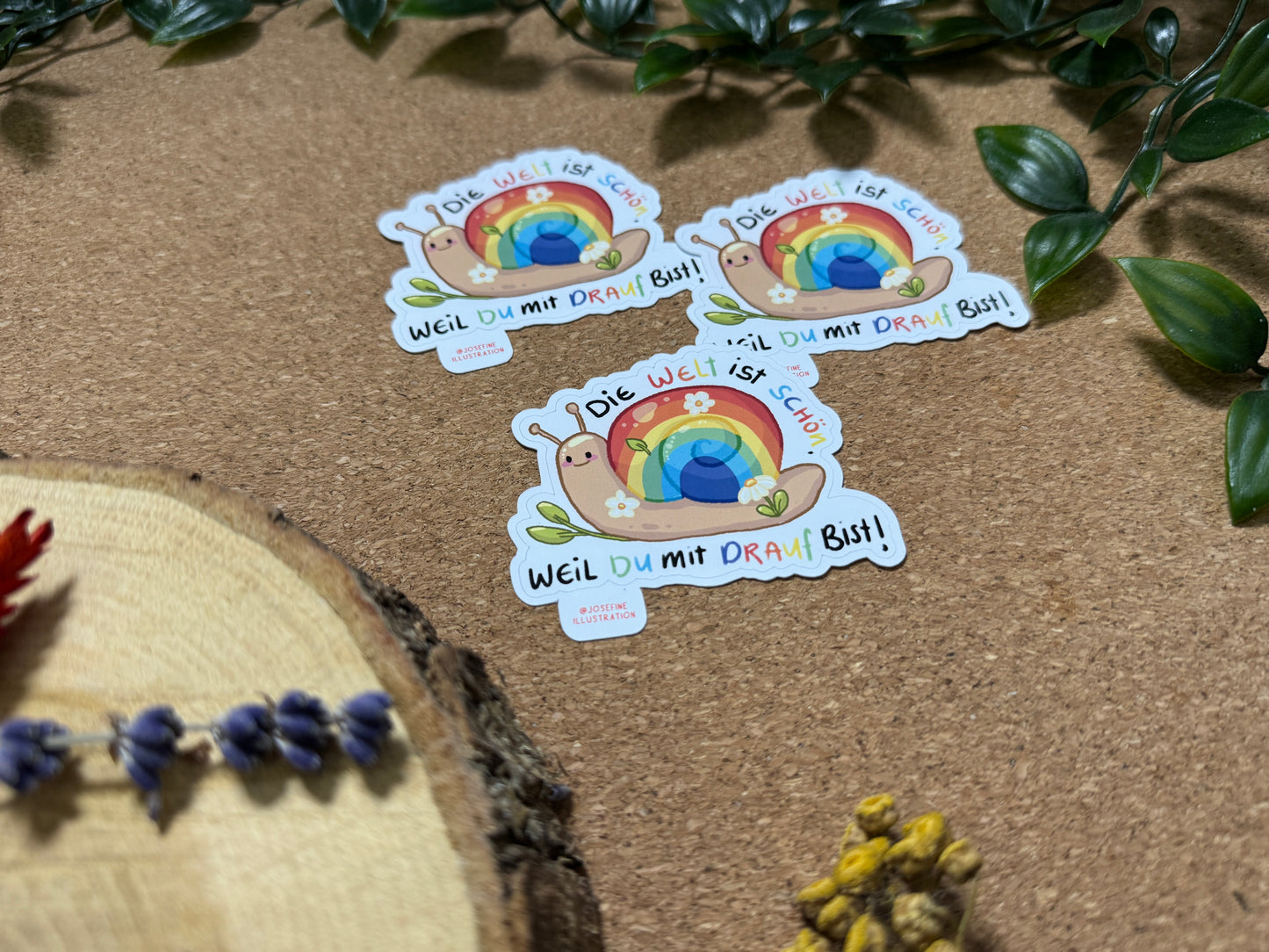 MotivationsSticker Regenbogen Schnecke Rudi
