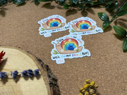 MotivationsSticker Regenbogen Schnecke Rudi