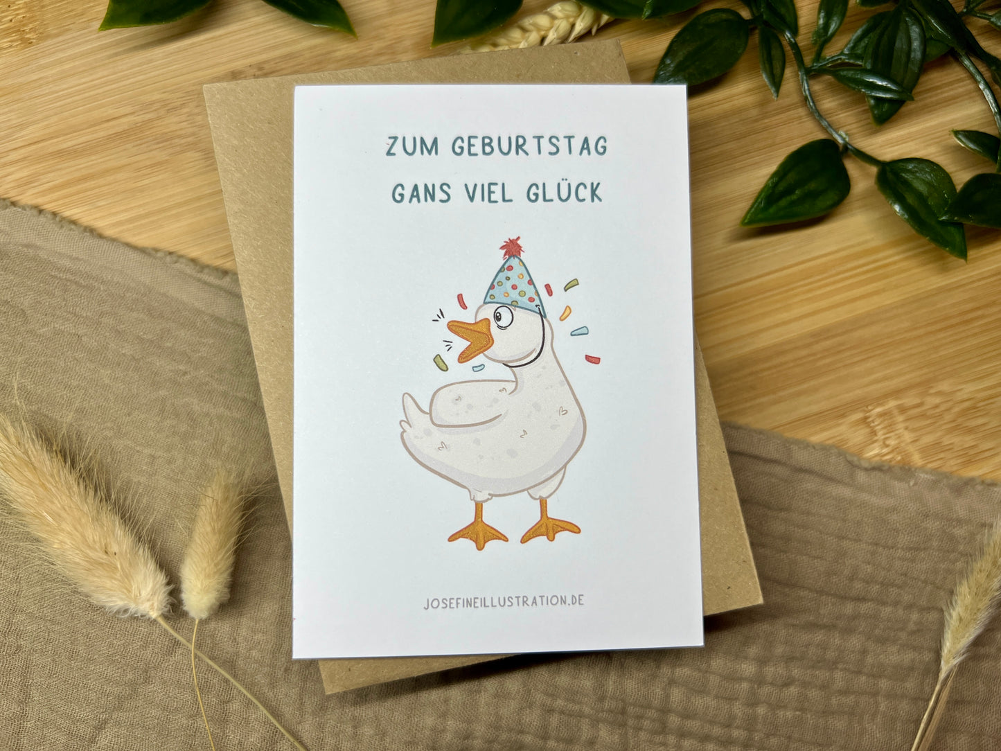 Zum Geburtstag Gans viel Glück - Süße Grußkarte zum Geburtstag