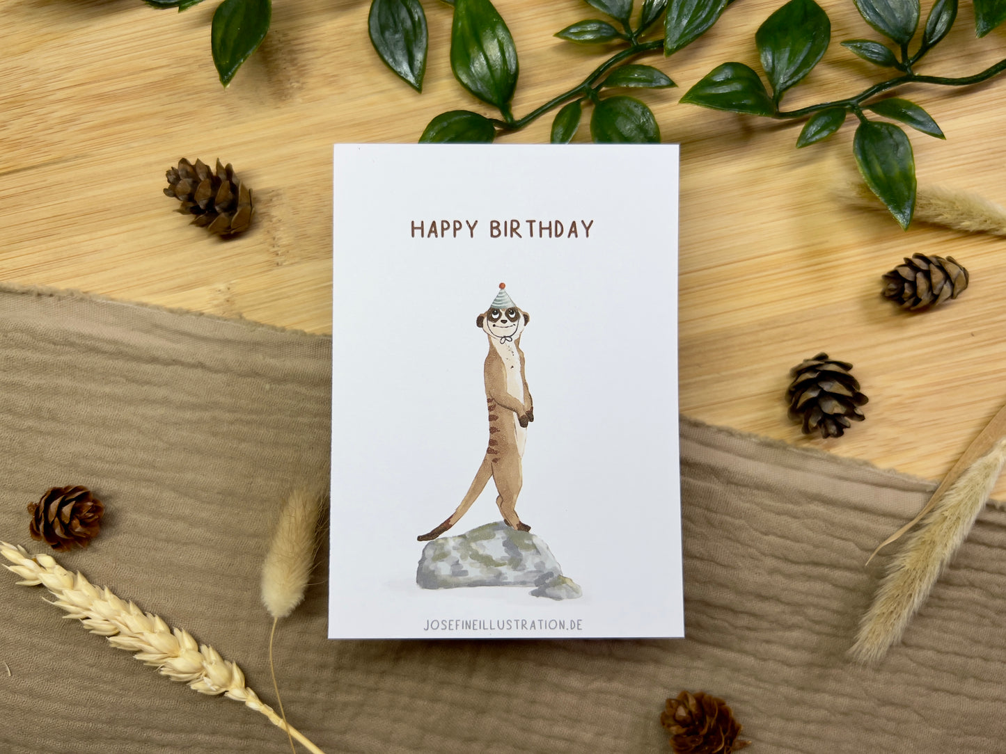 Happy Birthday - Süßes Erdmännchen für Geburtstag, liebe Grüße