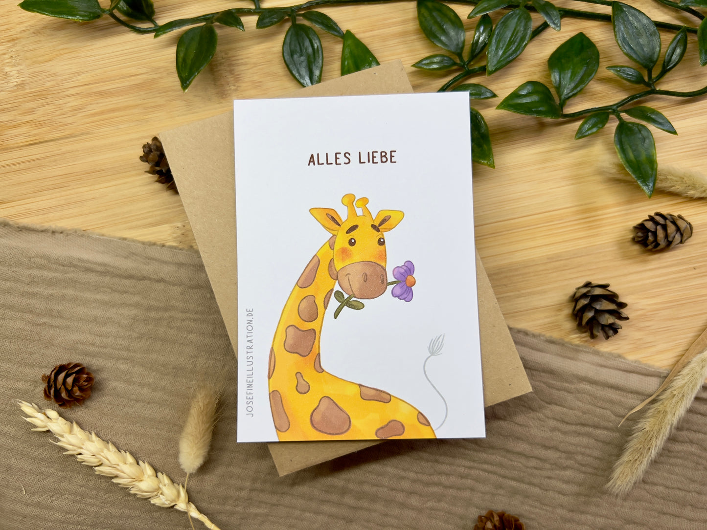 Alles Liebe!- Süßes Giraffe - Grußkarte