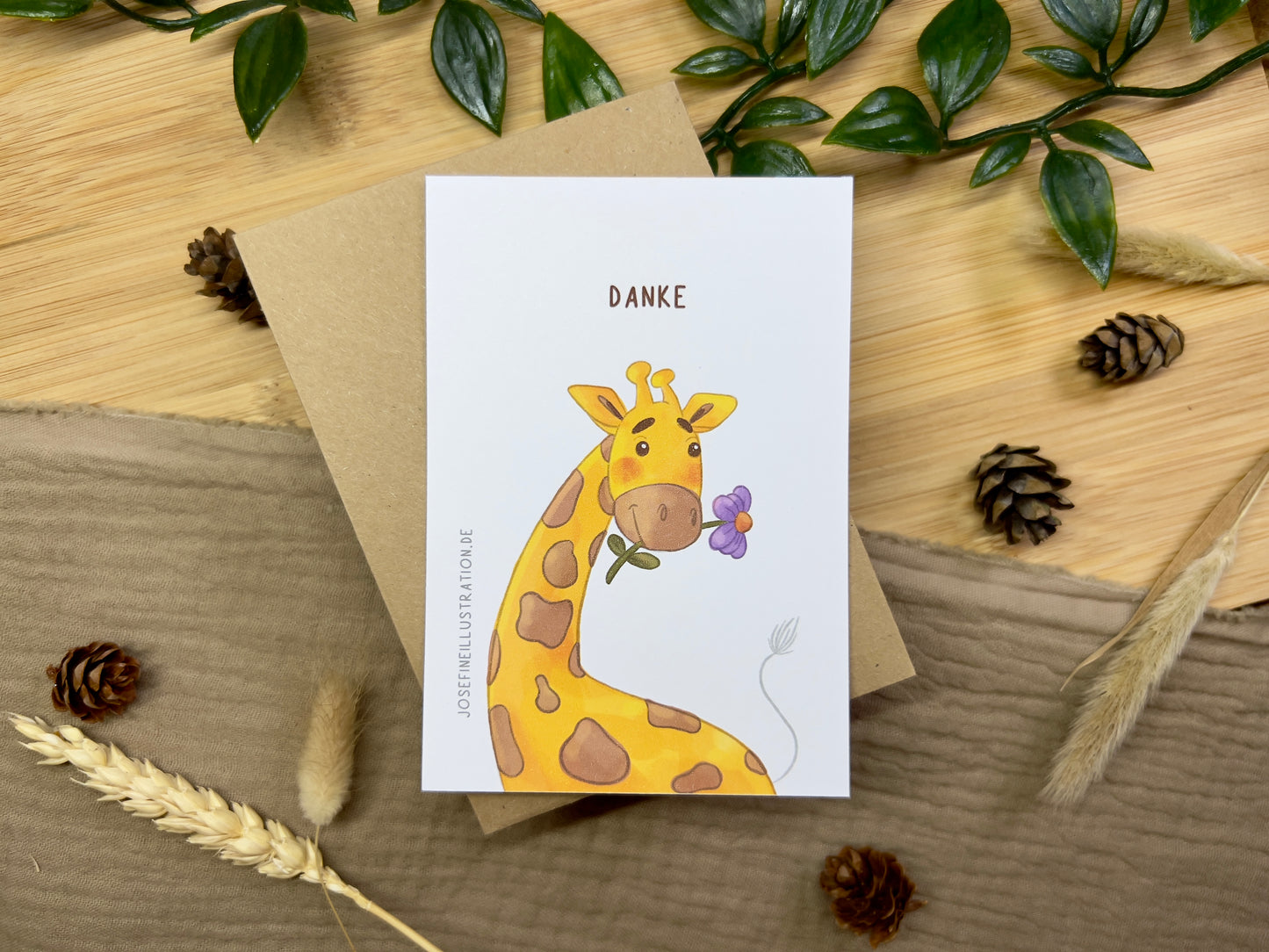 Danke- Süßes Giraffe - Grußkarte für Geburtstag, liebe Grüße