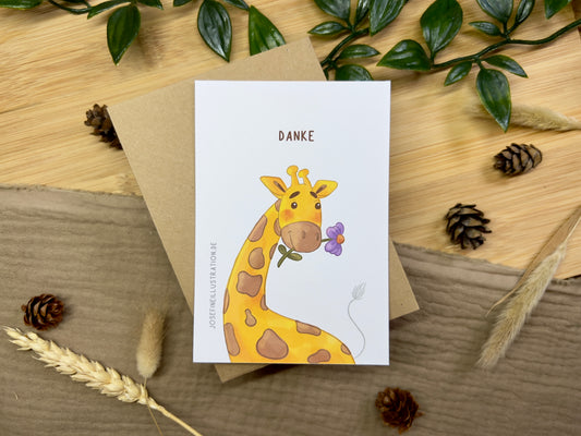Danke- Süßes Giraffe - Grußkarte für Geburtstag, liebe Grüße