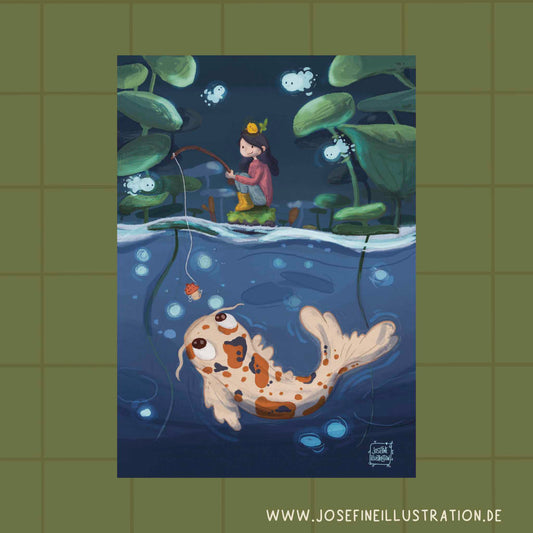 Kunstdruck -Koii Teich Abend