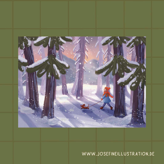Kunstdruck - Winterspaziergang